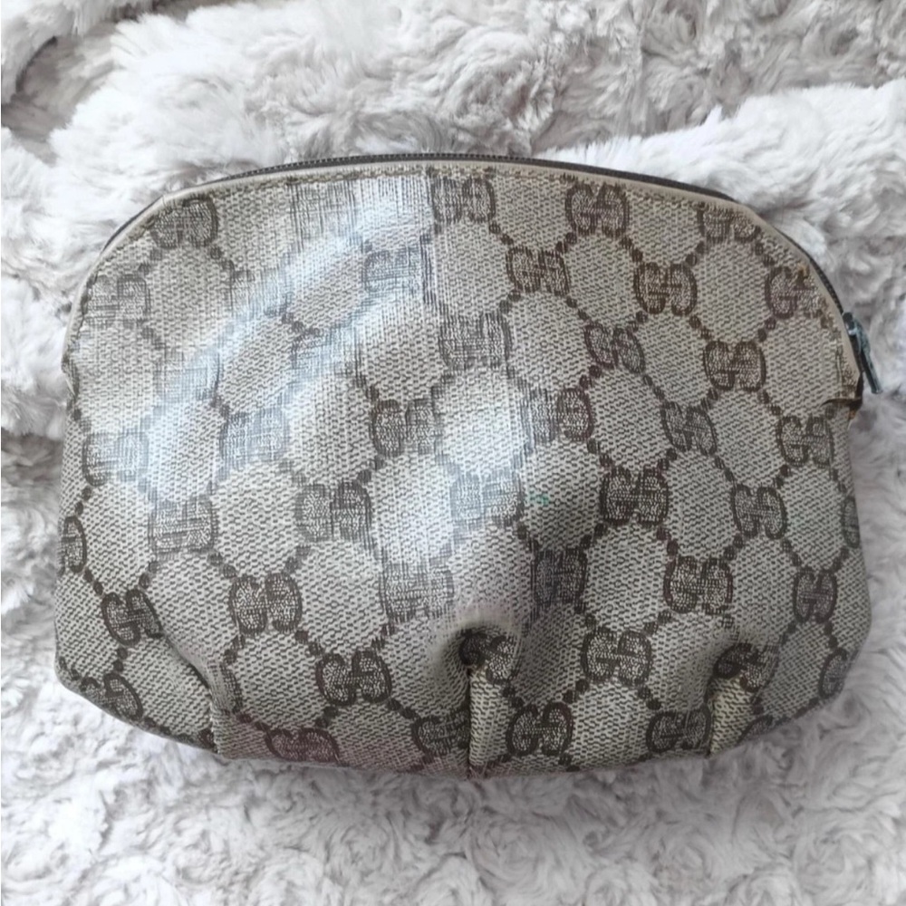Vintage Gucci Beige Monogram Cosmetic Case